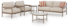 Big Creek Beige Outdoor Love/Chairs/Tables Set (Set of 5) - Ornate Home