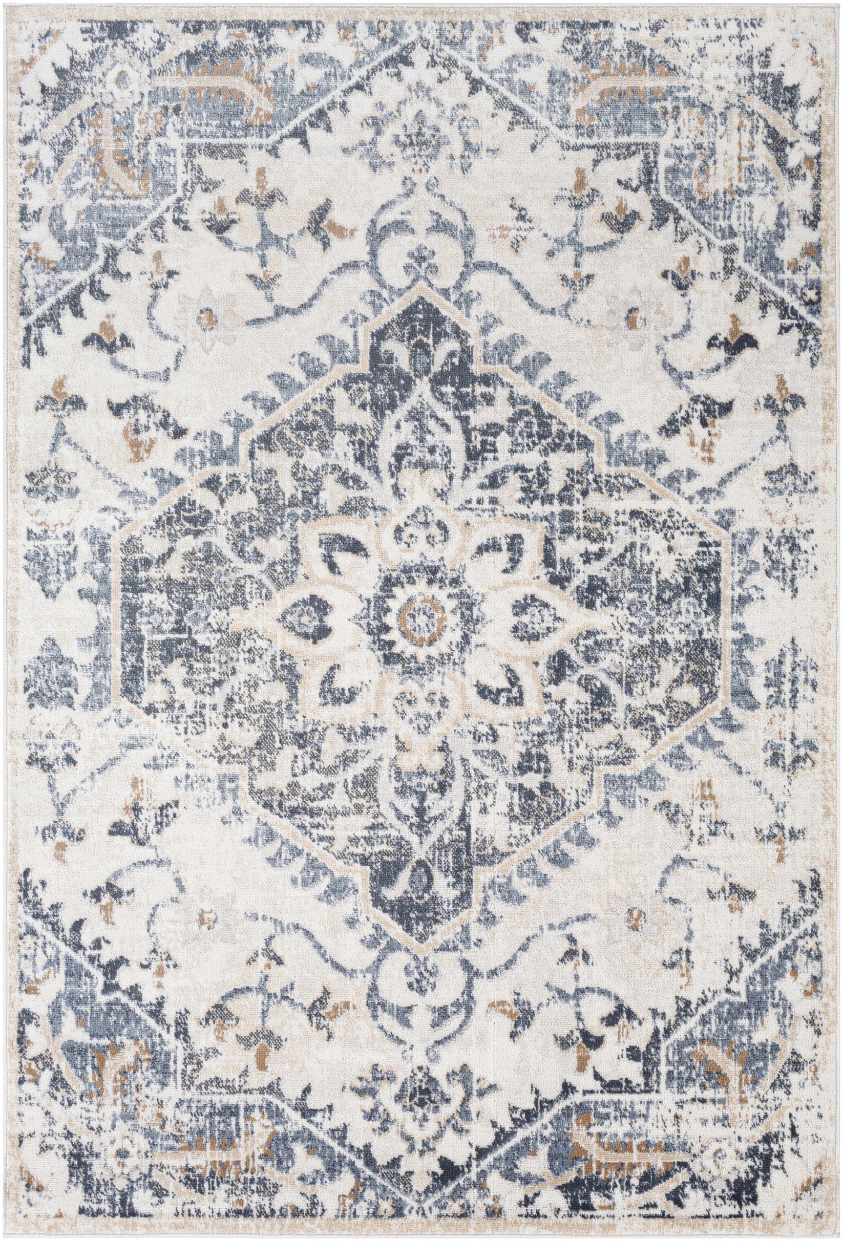 Biggleswade Denim Medallion Area Rug - Ornate Home