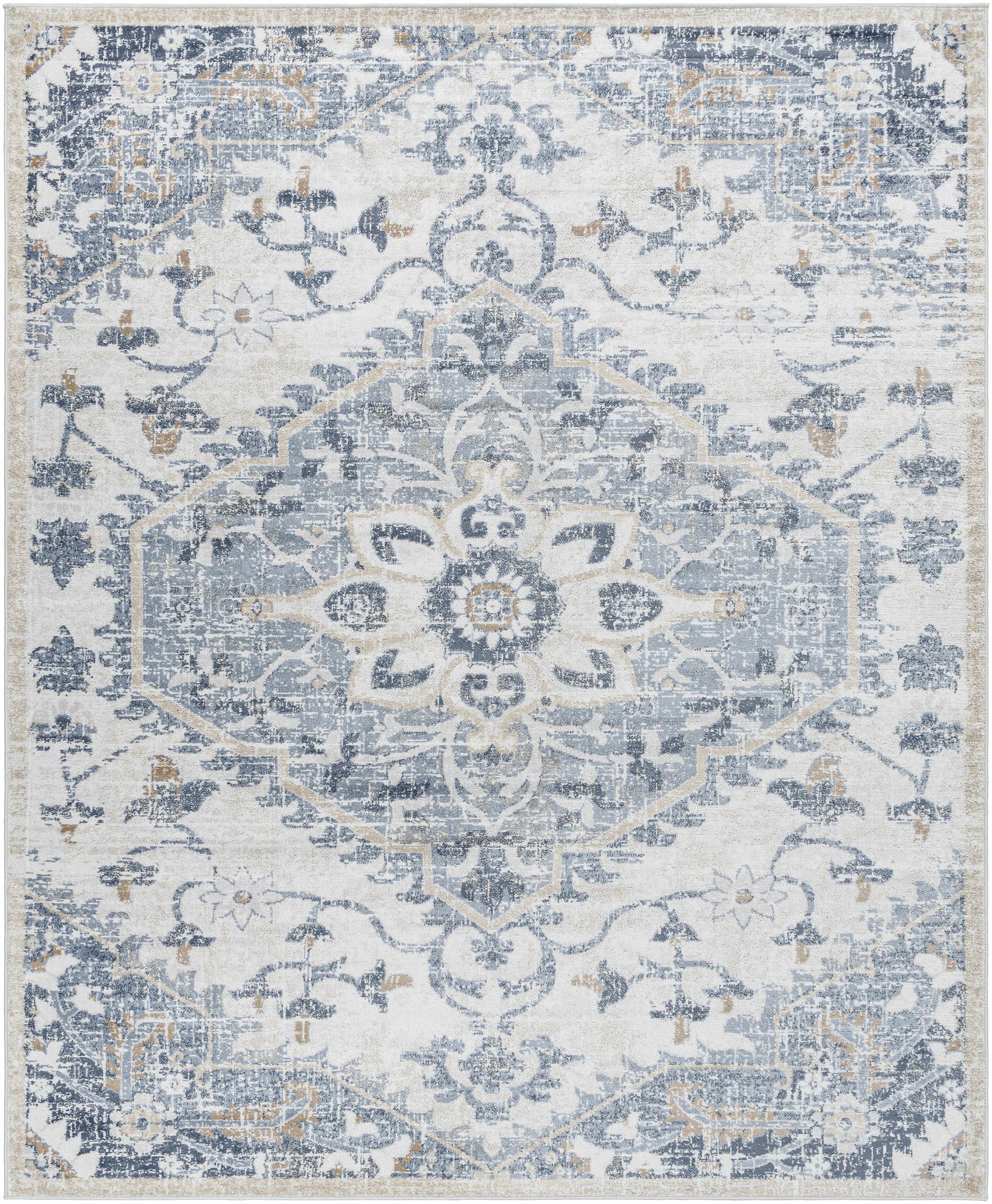 Biggleswade Denim Medallion Area Rug - Ornate Home
