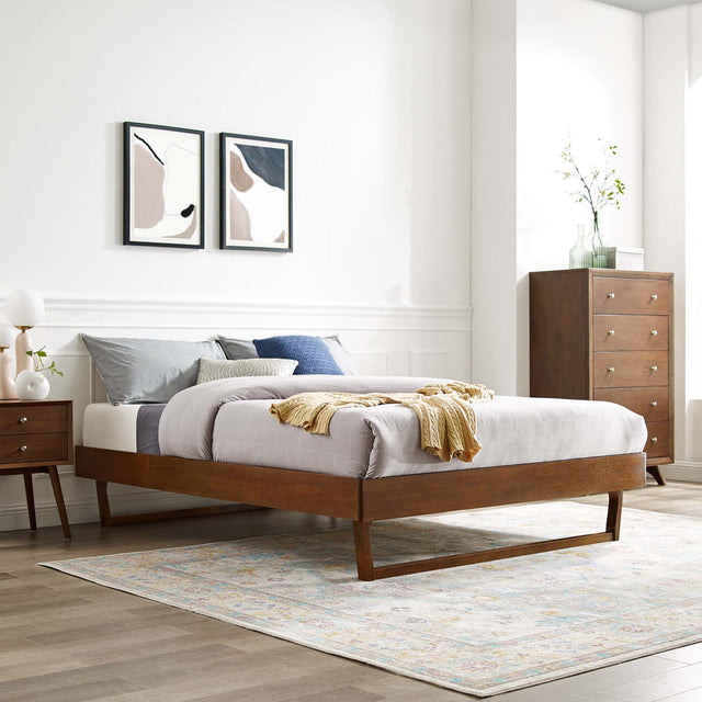 Billie Walnut Wood Full Platform Bed Frame - Ornate Home