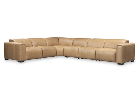 Billings Beige/Tan Leather Power Motion Sectional - Ornate Home