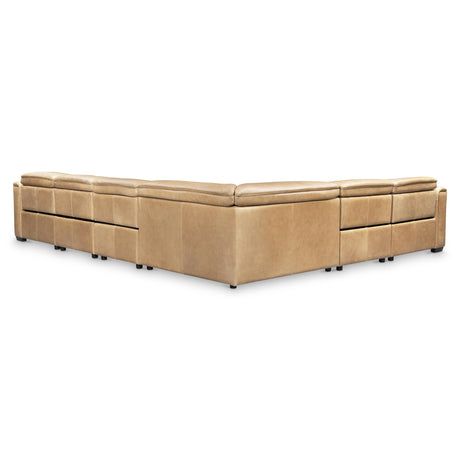 Billings Beige/Tan Leather Power Motion Sectional - Ornate Home