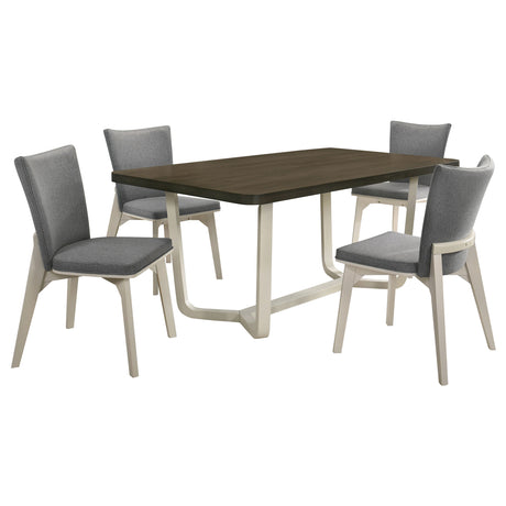 Biloxi Greyish / White 5-piece Dining Room Set - Ornate Home