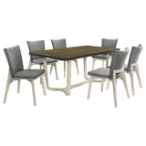 Biloxi Greyish / White 7-piece Dining Room Set - Ornate Home