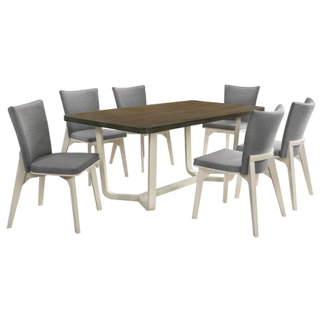 Biloxi Greyish / White 7-piece Dining Room Set - Ornate Home