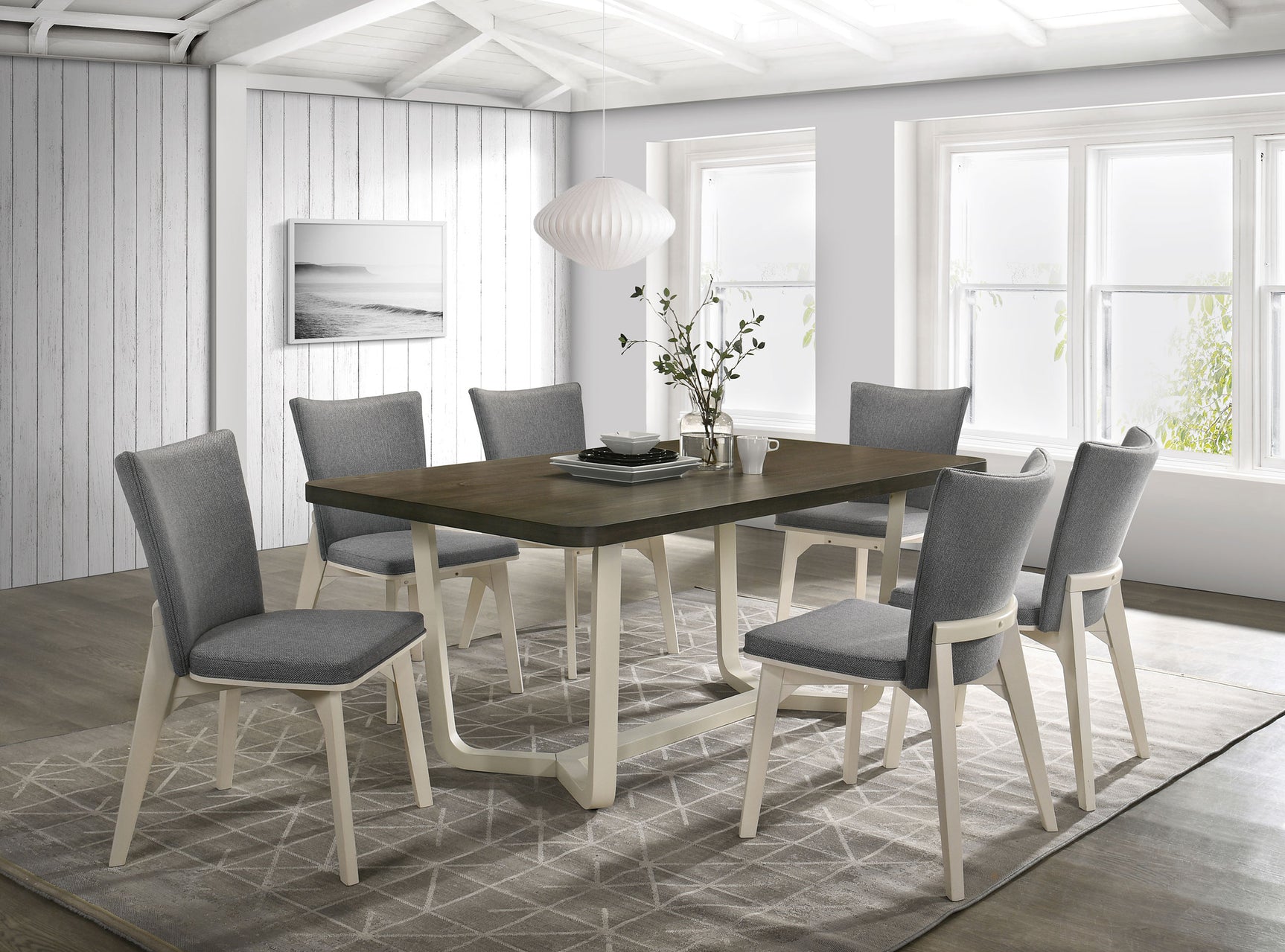 Biloxi Greyish / White Dining Room Table - Ornate Home