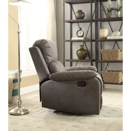 Bina Charcoal Polished Microfiber Recliner (Motion) - Ornate Home