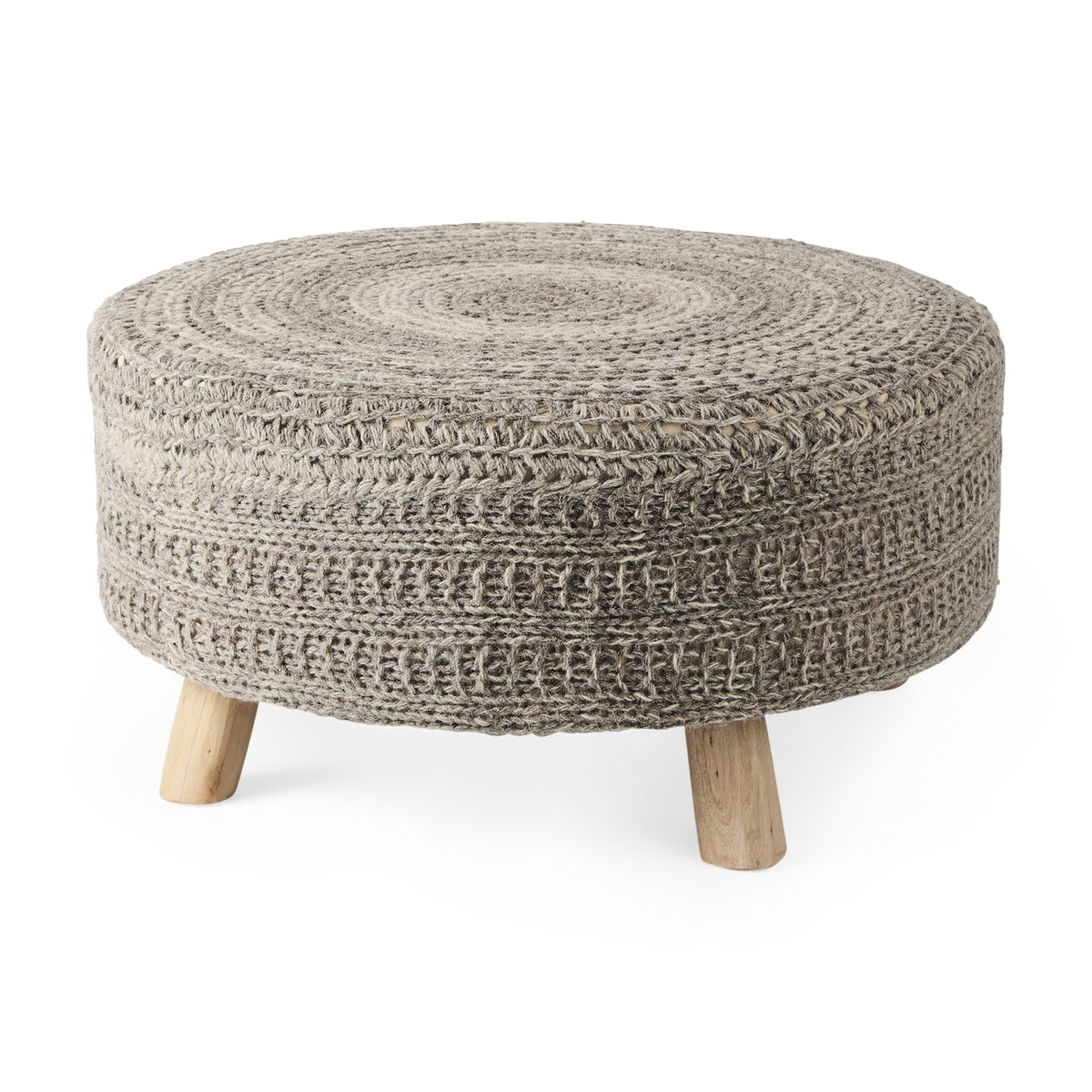 Bina Dark Gray 4 Legged Wool Stool - Ornate Home