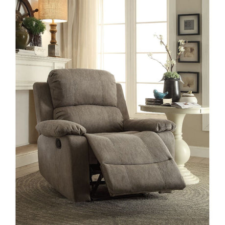 Bina Gray Polished Microfiber Recliner (Motion) - Ornate Home