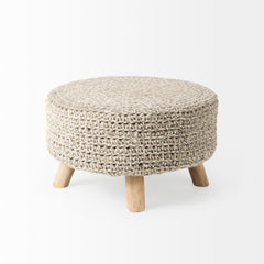 Bina Light Gray 4 Legged Wool Stool - Ornate Home