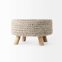 Bina Light Gray 4 Legged Wool Stool - Ornate Home