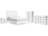 Binterglen White Full Panel Bedroom Set with Dresser, Chest and Nightstand - Ornate Home