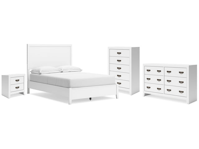 Binterglen White Full Panel Bedroom Set with Dresser, Chest and Nightstand - Ornate Home