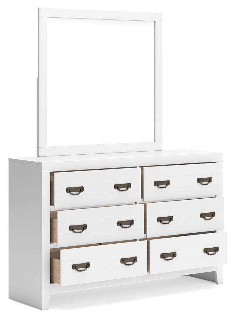 Binterglen White King Panel Bed & Dresser & Mirror & Nightstand (Online Special Price) - Ornate Home