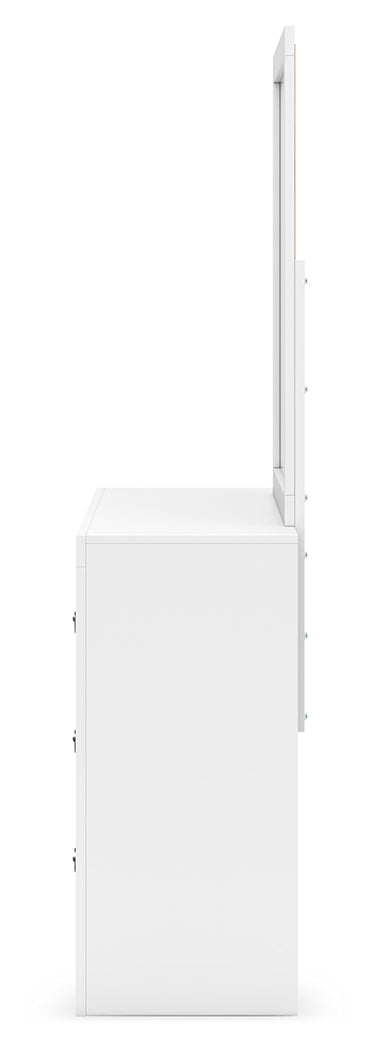 Binterglen White King Panel Bed & Dresser & Mirror & Nightstand (Online Special Price) - Ornate Home
