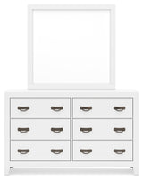 Binterglen White King Panel Bed & Dresser & Mirror & Nightstand - Ornate Home