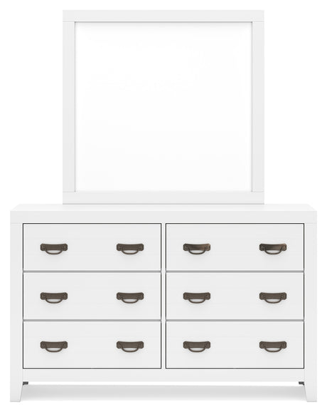 Binterglen White King Panel Bed & Dresser & Mirror & Nightstand - Ornate Home