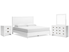Binterglen White King Panel Bed & Dresser & Mirror & Nightstand - Ornate Home
