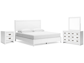 Binterglen White King Panel Bed & Dresser & Mirror & Nightstand - Ornate Home