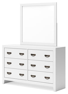 Binterglen White King Panel Bed & Dresser & Mirror & Nightstand - Ornate Home