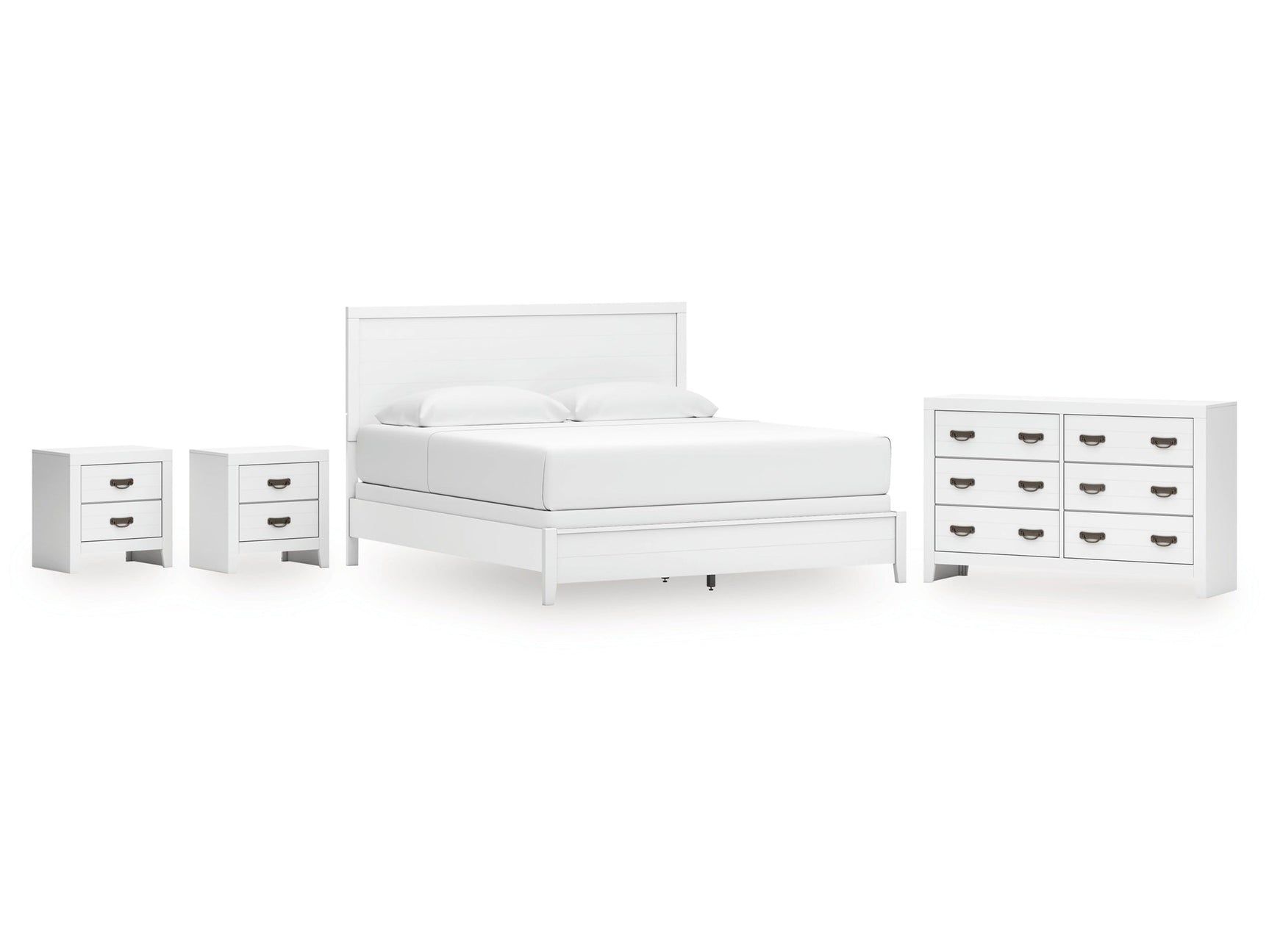 Binterglen White King Panel Bedroom Set with Dresser and 2 Nightstands (Online Special Price) - Ornate Home