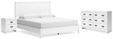 Binterglen White King Panel Bedroom Set with Dresser and Nightstand - Ornate Home