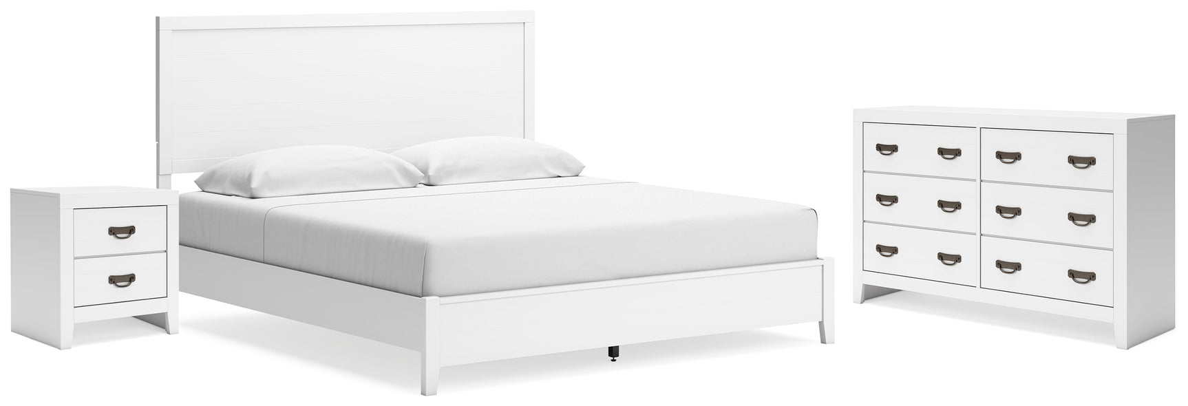 Binterglen White King Panel Bedroom Set with Dresser and Nightstand - Ornate Home