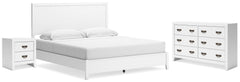 Binterglen White King Panel Bedroom Set with Dresser and Nightstand - Ornate Home