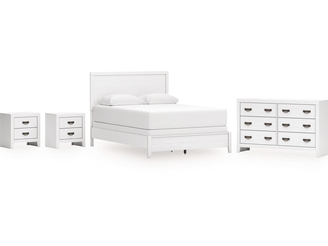 Binterglen White Queen Panel Bed & Dresser & 2 Nightstands - Ornate Home