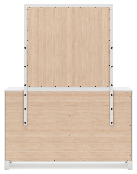 Binterglen White Twin Panel Bedroom Set with Dresser, Mirror, Chest and 2 Nightstands - Ornate Home