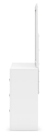 Binterglen White Twin Panel Bedroom Set with Dresser, Mirror, Chest and 2 Nightstands - Ornate Home