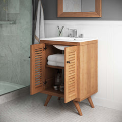 Birdie Natural 24" Teak Wood Bathroom Vanity Cabinet (Sink Basin Not Included) - Ornate Home