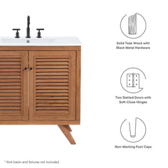 Birdie Natural 36" Teak Wood Bathroom Vanity Cabinet (Sink Basin Not Included) - Ornate Home