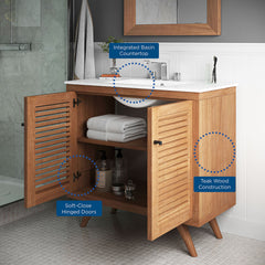 Birdie Natural/White 36" Bathroom Vanity - Ornate Home