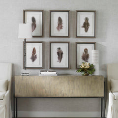 Birds Of A Feather Black/Brown/White Framed Prints (Set of 6) - Ornate Home