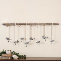 Birds On A Branch Bronze/White/Woodtone Wall Art - Ornate Home