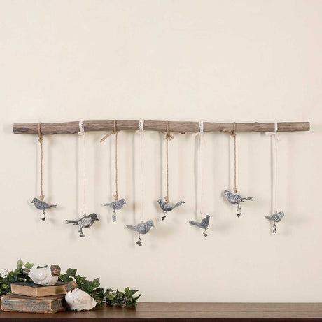 Birds On A Branch Bronze/White/Woodtone Wall Art - Ornate Home