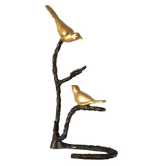 Birds On A Limb Black/Gold/Silver Sculpture - Ornate Home