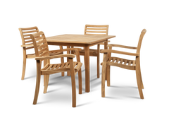 Birmingham 5-Piece Square Teak Outdoor Dining Set with Stacking Armchairs - Ornate Home