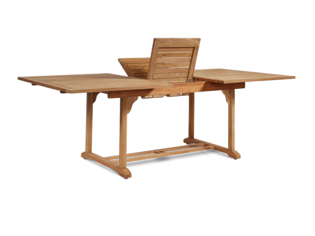 Birmingham 7-Piece Rectangular Teak Outdoor Dining Set with Extendable Table and Stacking Armchairs - Ornate Home