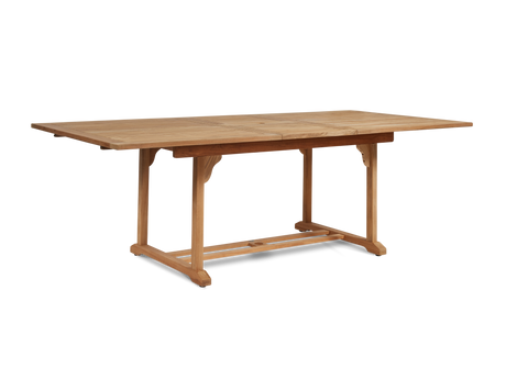 Birmingham 7-Piece Rectangular Teak Outdoor Dining Set with Extendable Table and Stacking Armchairs - Ornate Home