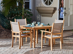 Birmingham Square Teak Outdoor Dining Table with Umbrella Hole - Ornate Home
