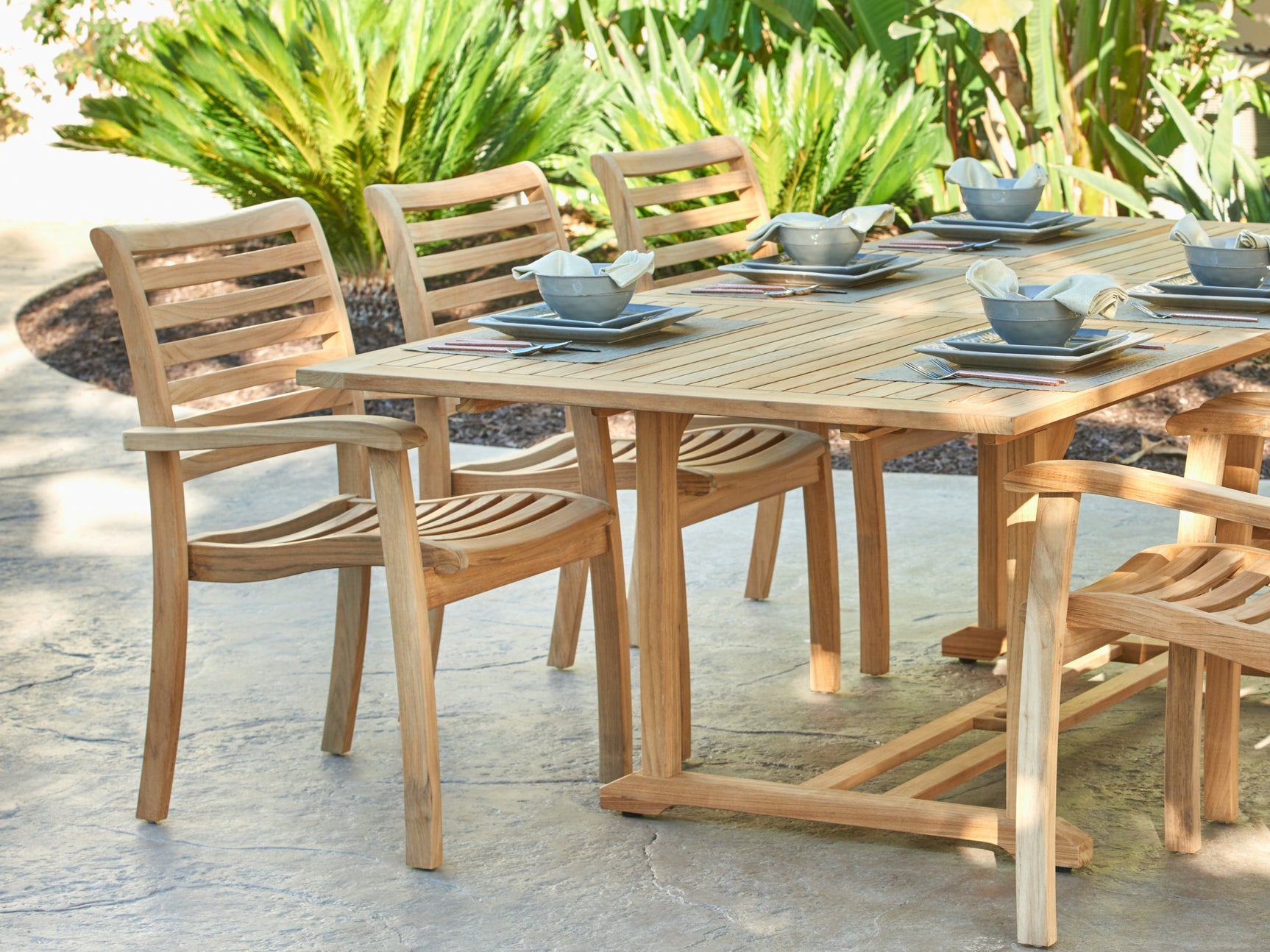 Birmingham Teak Outdoor Dining Stacking Armchair (Set of 4) - Ornate Home