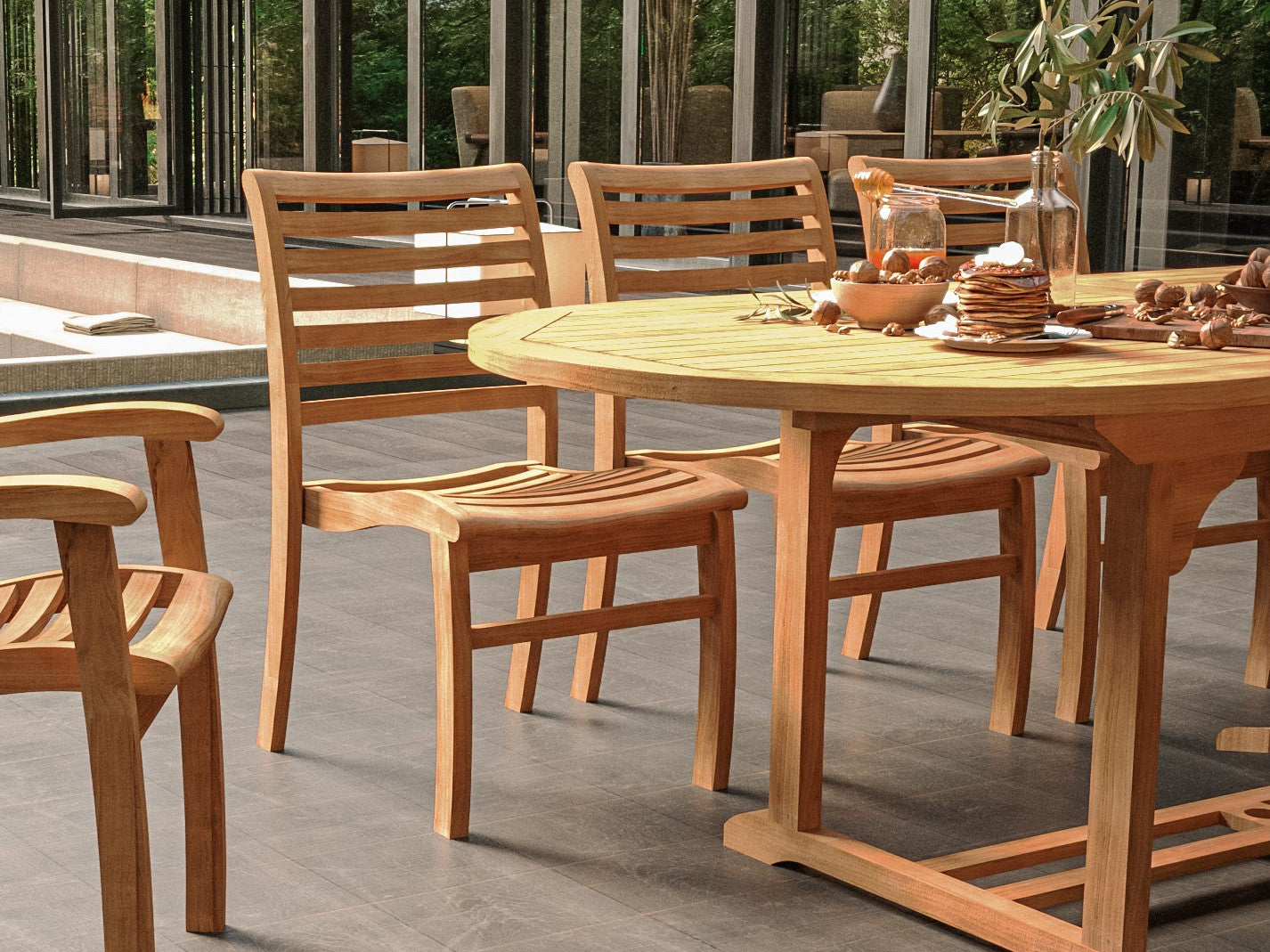 Birmingham Teak Outdoor Dining Stacking Chair (Set of 4) - Ornate Home