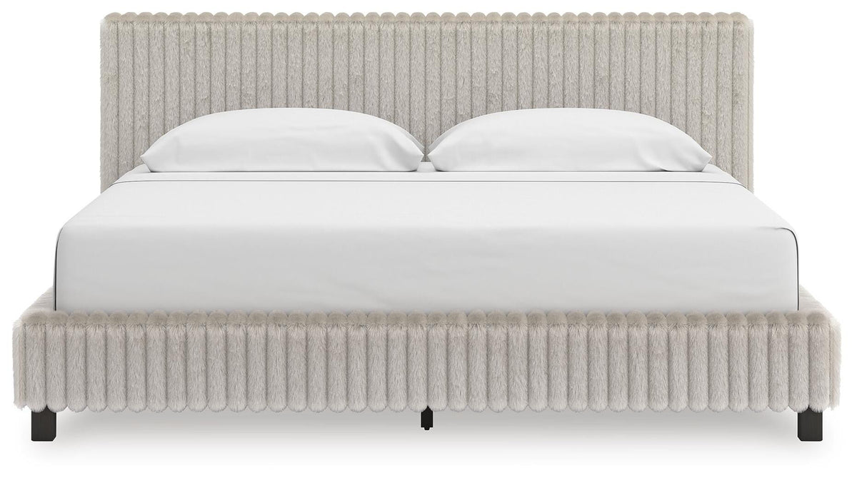 Birmonton White King Upholstered Bed - Ornate Home