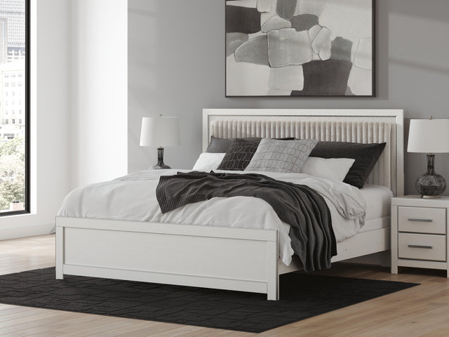 Birmonton White King Upholstered Panel Bed (Online Special Price) - Ornate Home