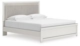 Birmonton White King Upholstered Panel Platform Bed - Ornate Home