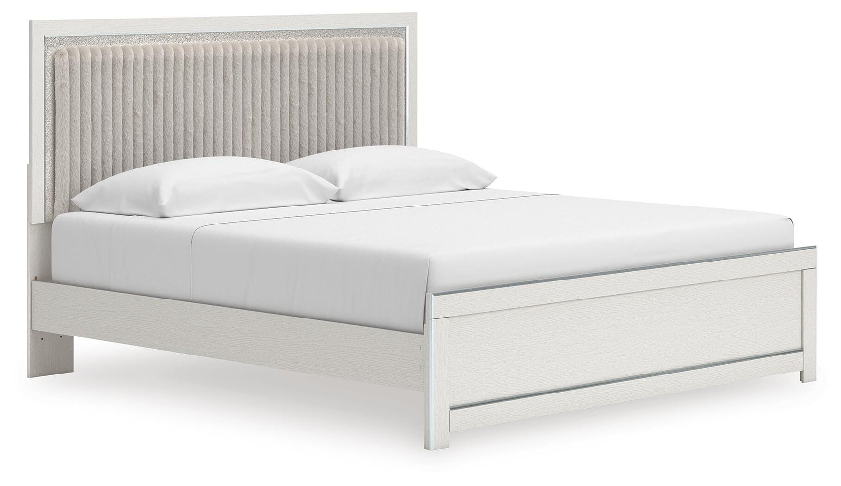 Birmonton White King Upholstered Panel Platform Bed - Ornate Home