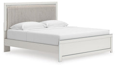 Birmonton White King Upholstered Panel Platform Bed - Ornate Home