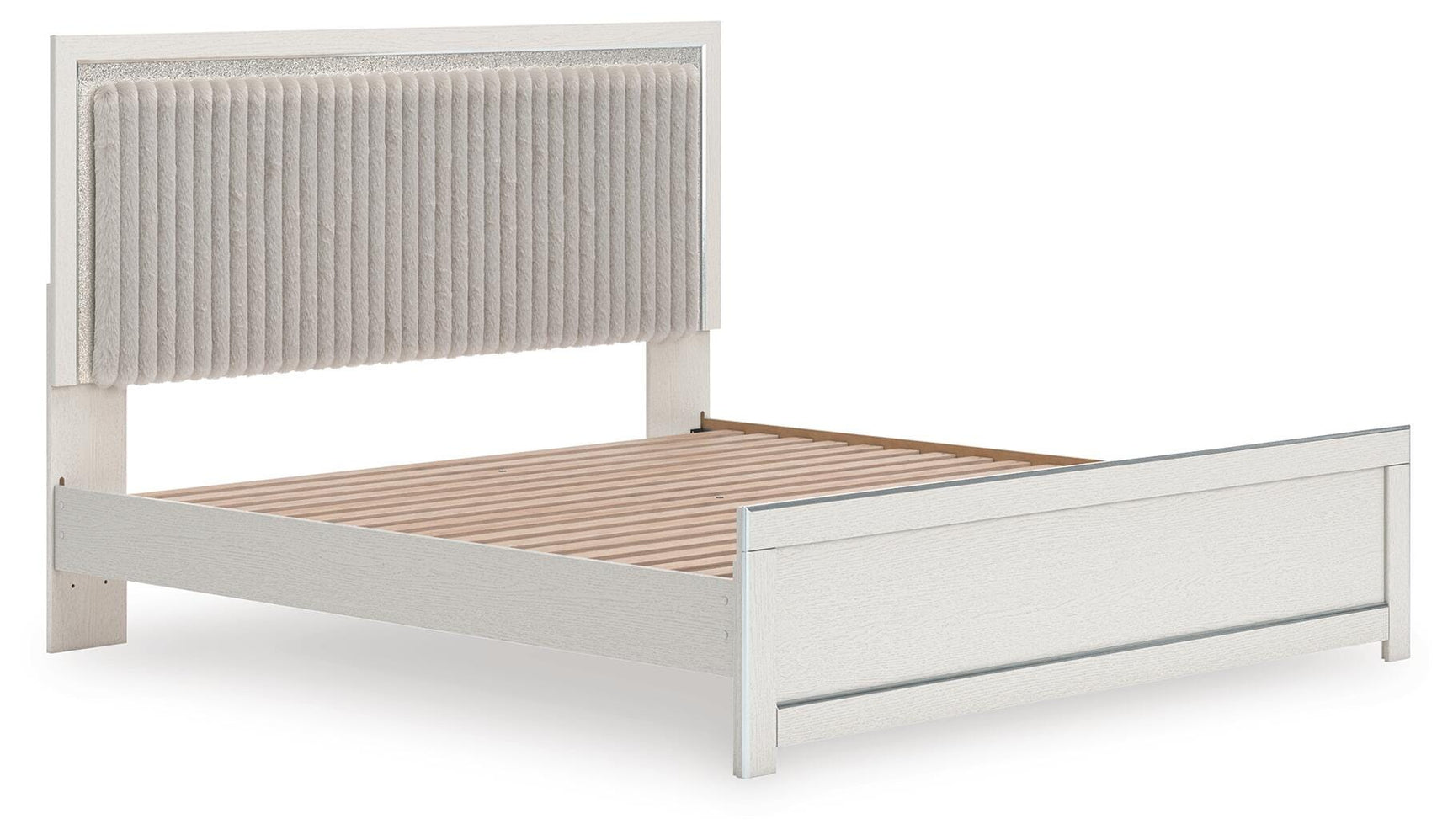 Birmonton White King Upholstered Panel Platform Bed - Ornate Home
